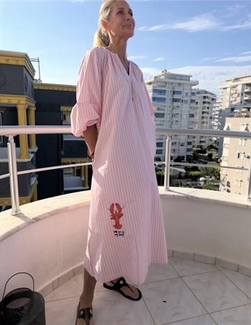 WAUW LOBSTER DRESS ROSE STRIPE 10184